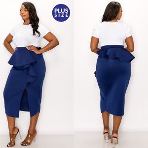 Plus size Peplum Midi Skirt
